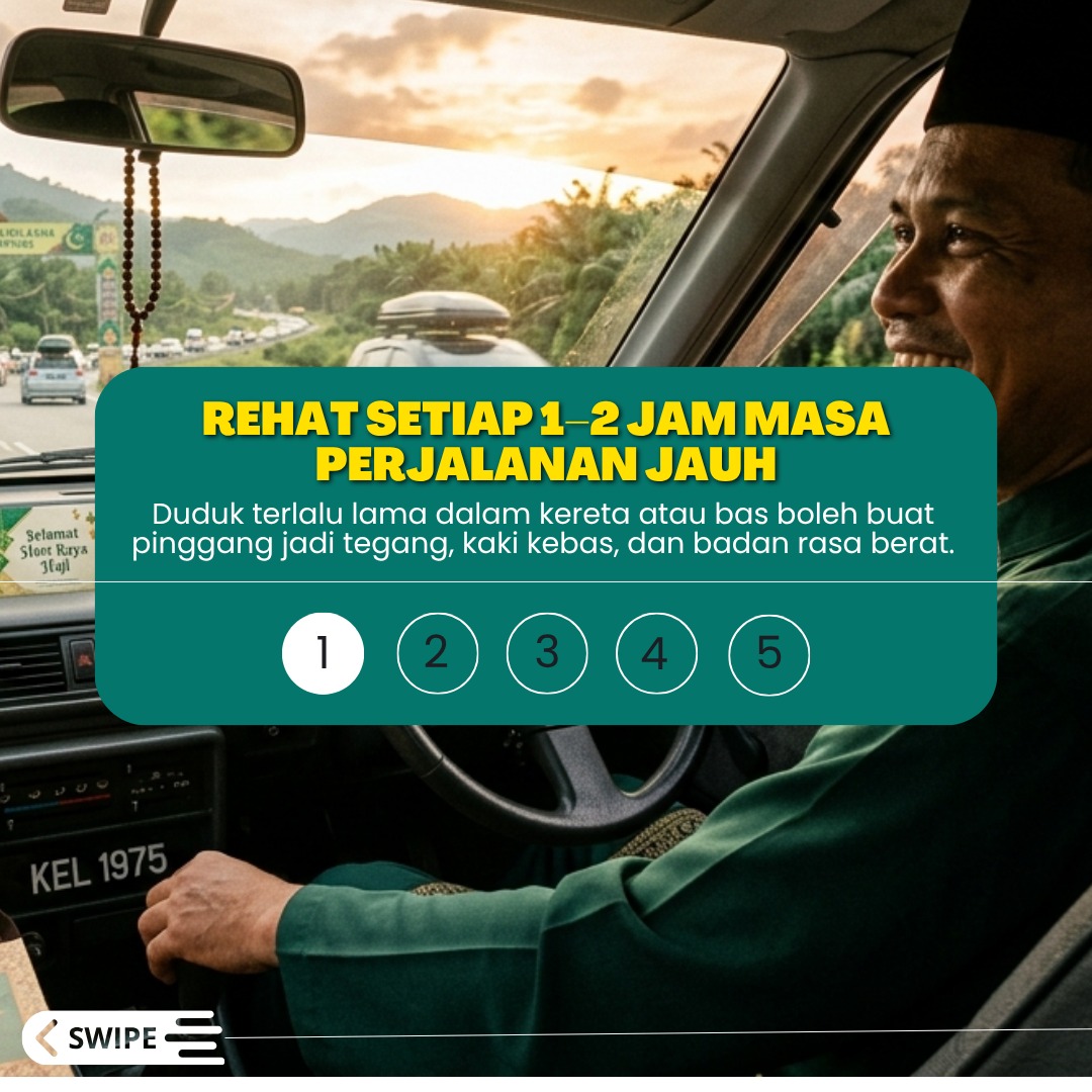 Rehat Setiap 1–2 Jam Masa Perjalanan Jauh untuk cegah sakit badan